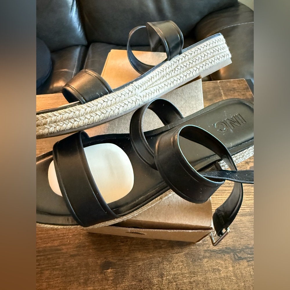 INC Black Espadrille Sandals